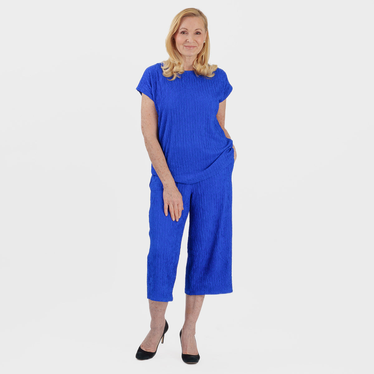 La Marey Textured Top (Size S, 8-10) - Cobalt V32529344 0