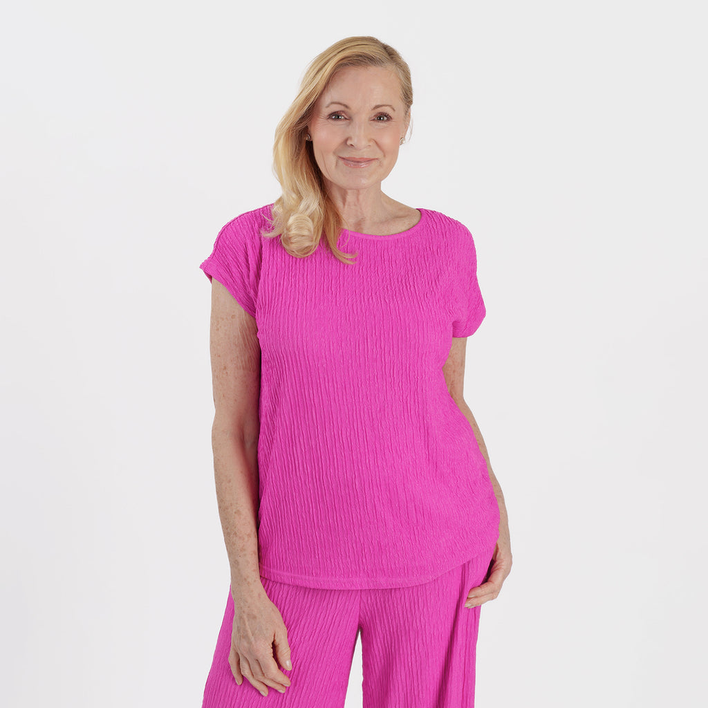 La Marey Textured Top (Size L, 16-18) - Fuchsia_8237739