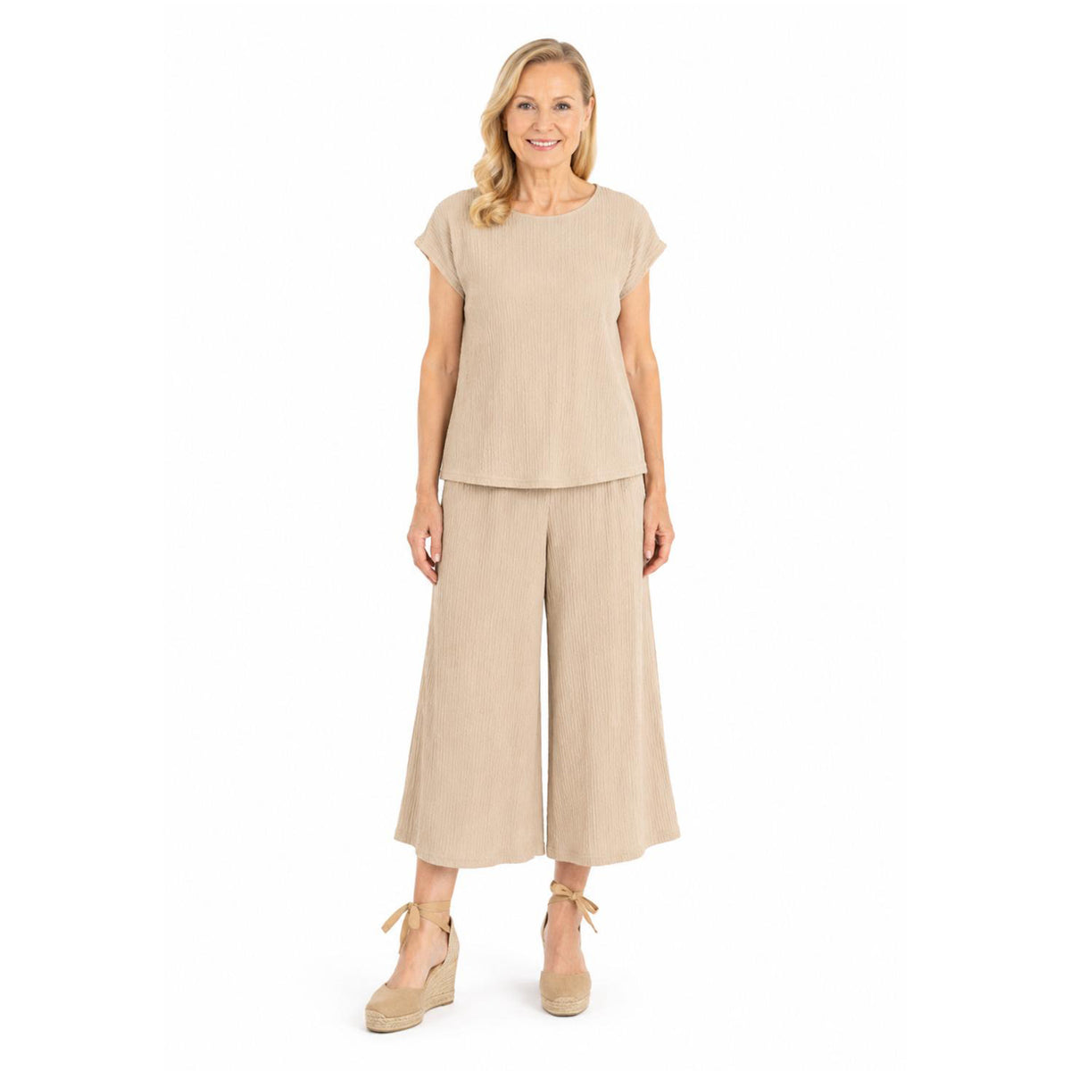 La Marey Textured Culottes (Size XL, 20-22) - Light Beige V32668315 0