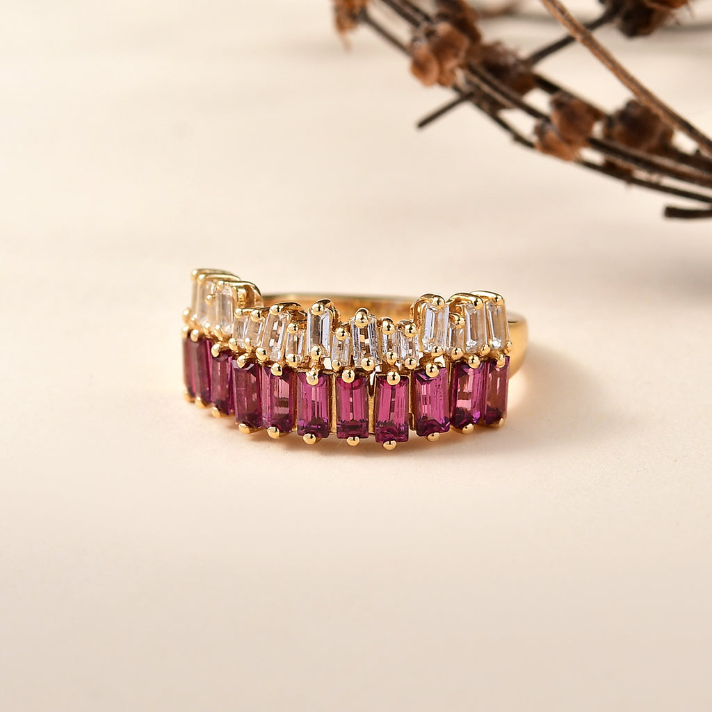 THE DESIGNER INSPIRED - D'Joy Rhodolite Garnet, White Topaz Fancy Ring Sterling Silver  2.180  Ct._8238192_1