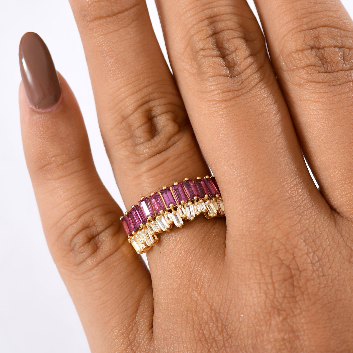 THE DESIGNER INSPIRED - D'Joy Rhodolite Garnet &amp; White Topaz Ring in Yellow Gold Plated Sterling Silver 2.18 Ct. 8238192 3