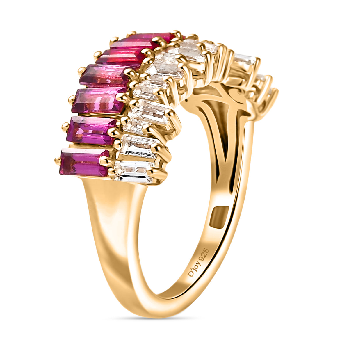 THE DESIGNER INSPIRED - D'Joy Rhodolite Garnet &amp; White Topaz Ring in Yellow Gold Plated Sterling Silver 2.18 Ct. 8238192 4
