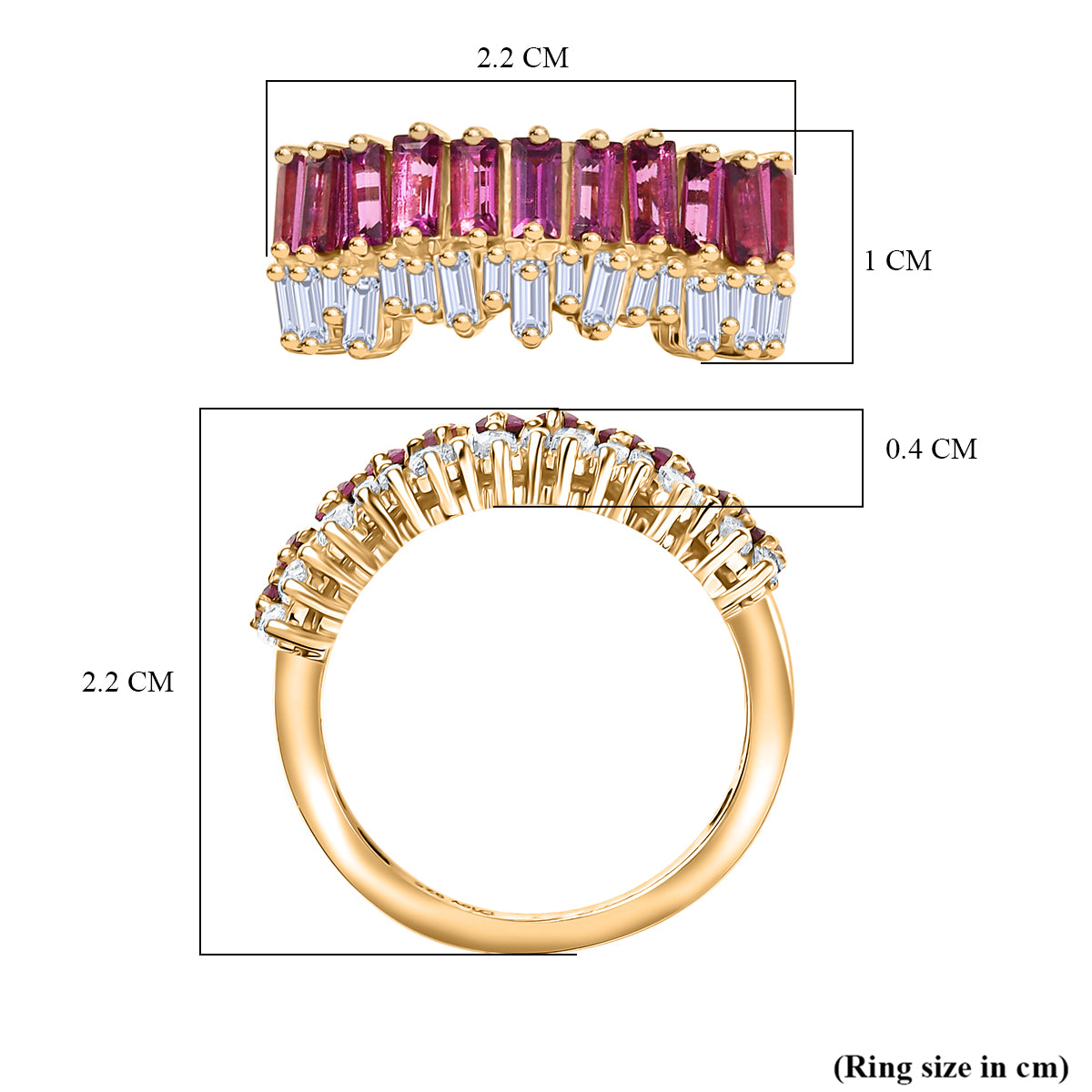THE DESIGNER INSPIRED - D'Joy Rhodolite Garnet &amp; White Topaz Ring in Yellow Gold Plated Sterling Silver 2.18 Ct. 8238192 6