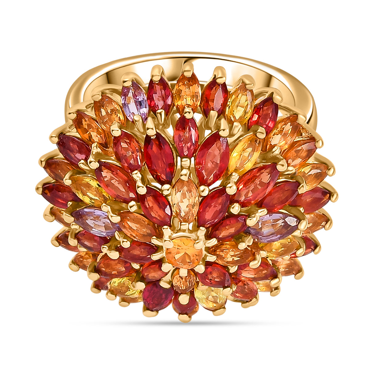D'joy Multi Sapphire Cluster Ring in 18K Yellow Gold Vermeil Over Sterling Silver 7.85 Ct. V32530792 0