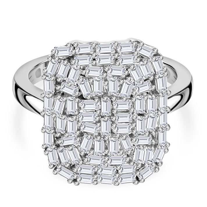 D'Joy Moissanite Firecracker Cluster Ring in Rhodium Overlay Sterling Silver 0.96 Ct. 8238434 1
