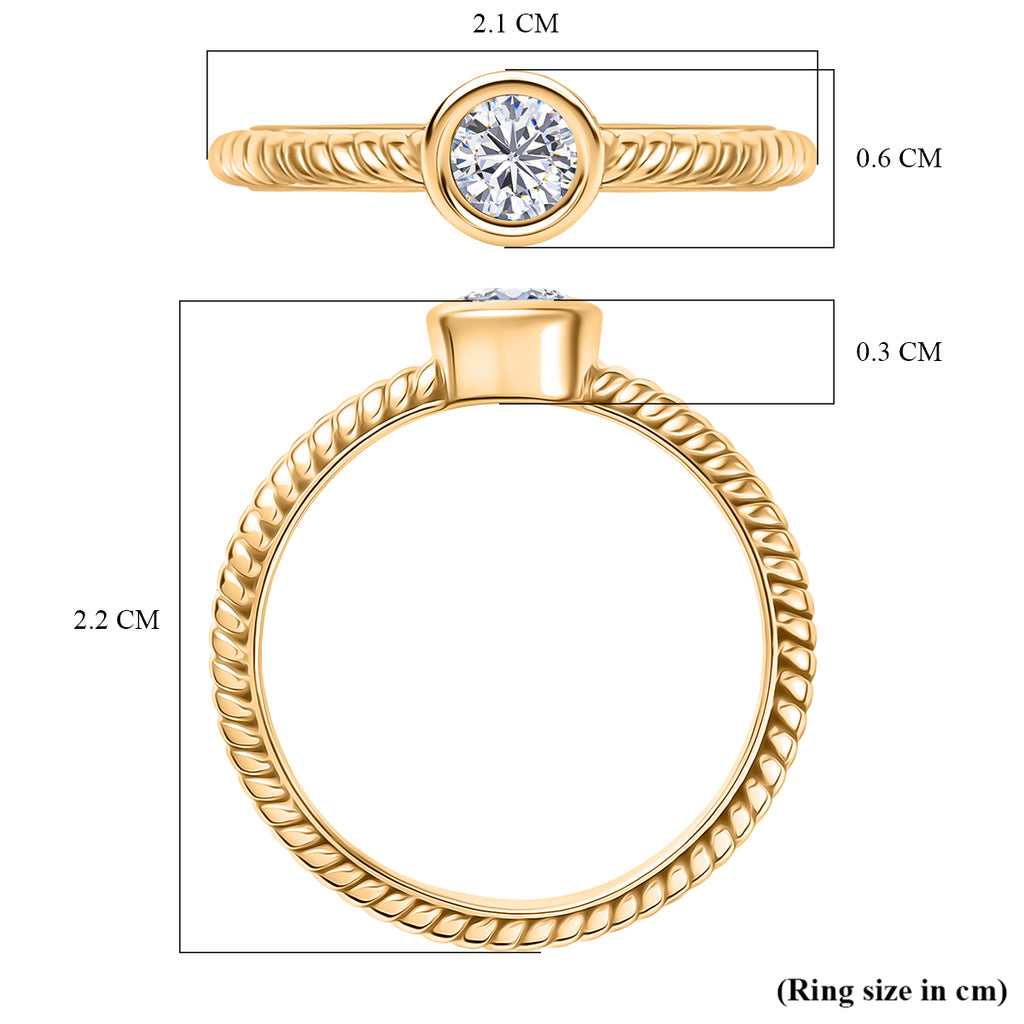 D'Joy Moissanite Solitaire Ring in Yellow Gold Plated Sterling Silver_8238463_5