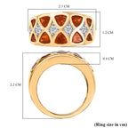 D'joy Fire Opal & White Zircon Geometric Mosaic Ring in 18K Vermeil Yellow Gold  Plated Sterling Silver 1.51 Ct_8238986_5