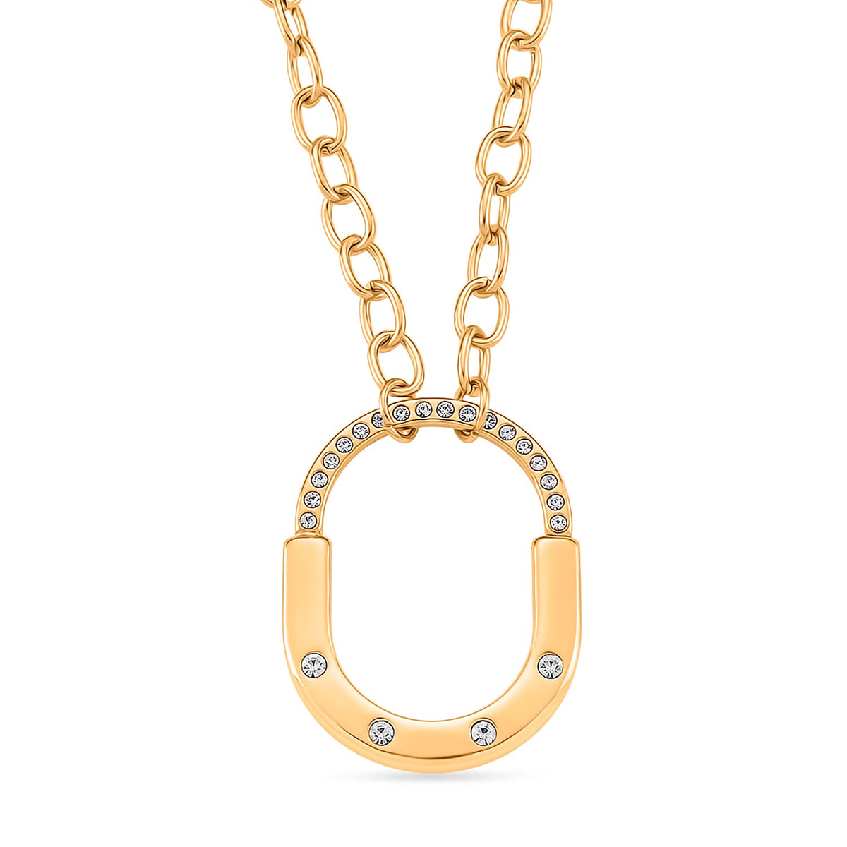 Austrian White Crystal Necklace (Size 18) in Yellow Gold Plated 8239315 0