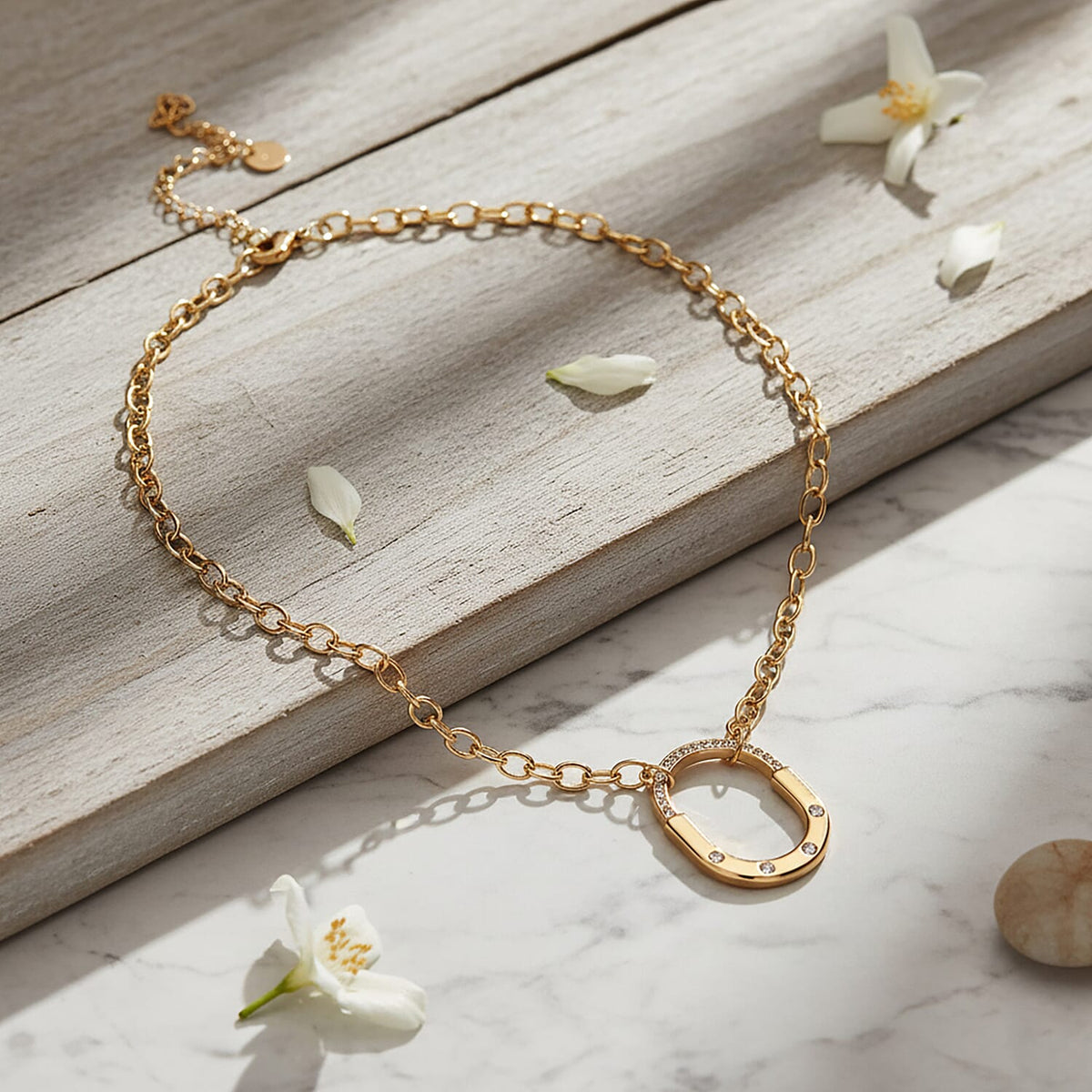 Austrian White Crystal Necklace (Size 18) in Yellow Gold Plated 8239315 5