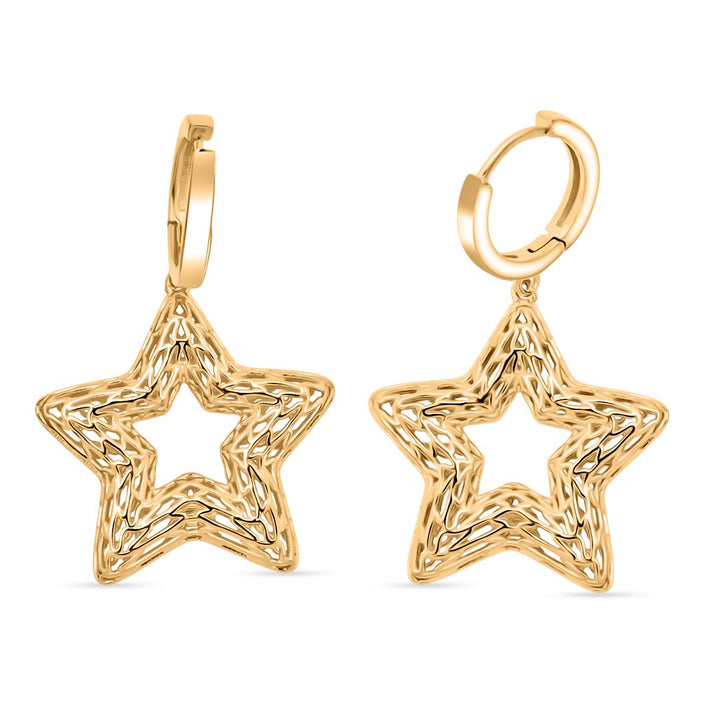 Treasure of Siam - Sterling Silver Star Earring with Hoop in Yellow Gold Plating 8239539 1