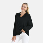 La Marey Frill Jersey Blouse (Size L, 16 to 18) - Black_8240271_2