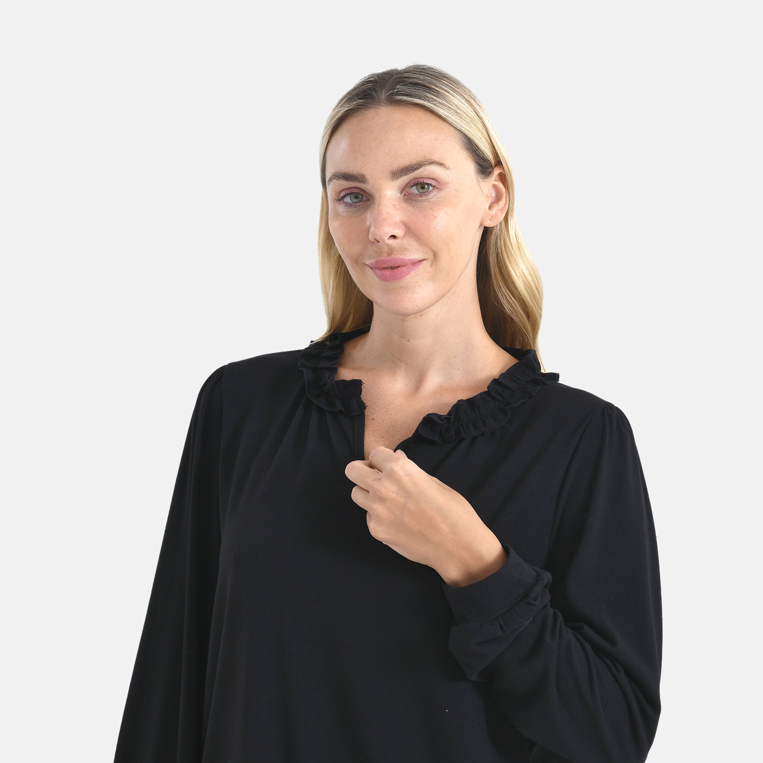 La Marey Women's Black Frill Jersey Blouse V32534239 5