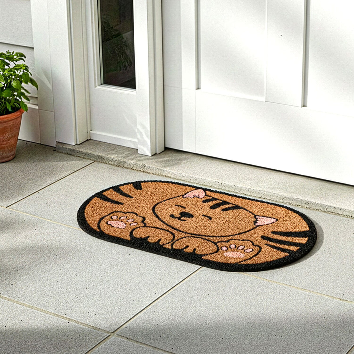 Eco-Friendly Cat Print 100% Coir Door Mat - Pink 8240327 0