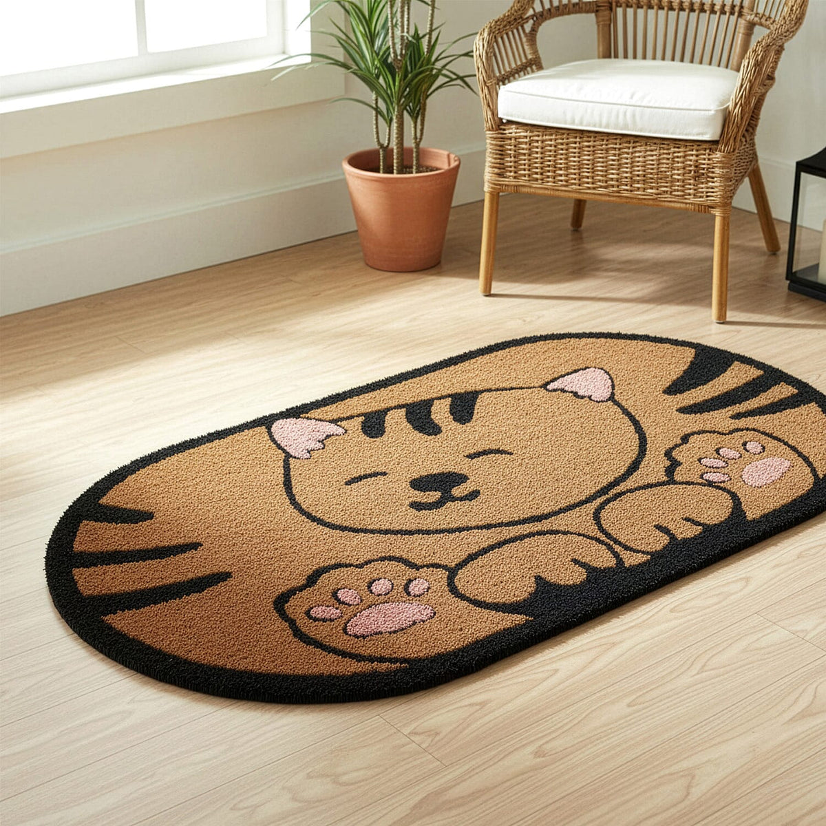 Eco-Friendly Cat Print 100% Coir Door Mat - Pink 8240327 2
