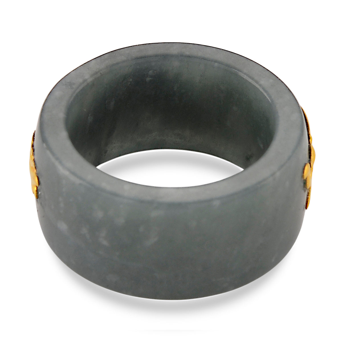 24K Yellow Gold Natural Type A Jadeite Dragon Band Ring V32553637 4