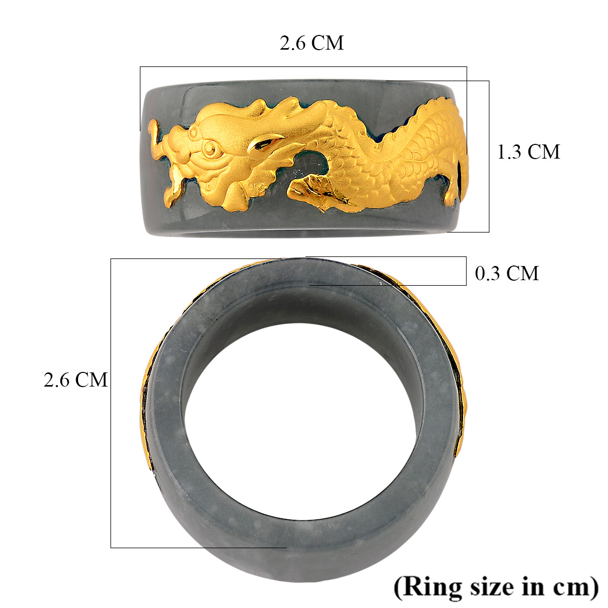 24K Yellow Gold Natural Type A Jadeite Dragon Band Ring V32553637 5
