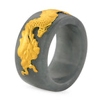 24K Yellow Gold Natural Type A Jadeite Dragon Band Ring 40.00 Ct._8240380_2