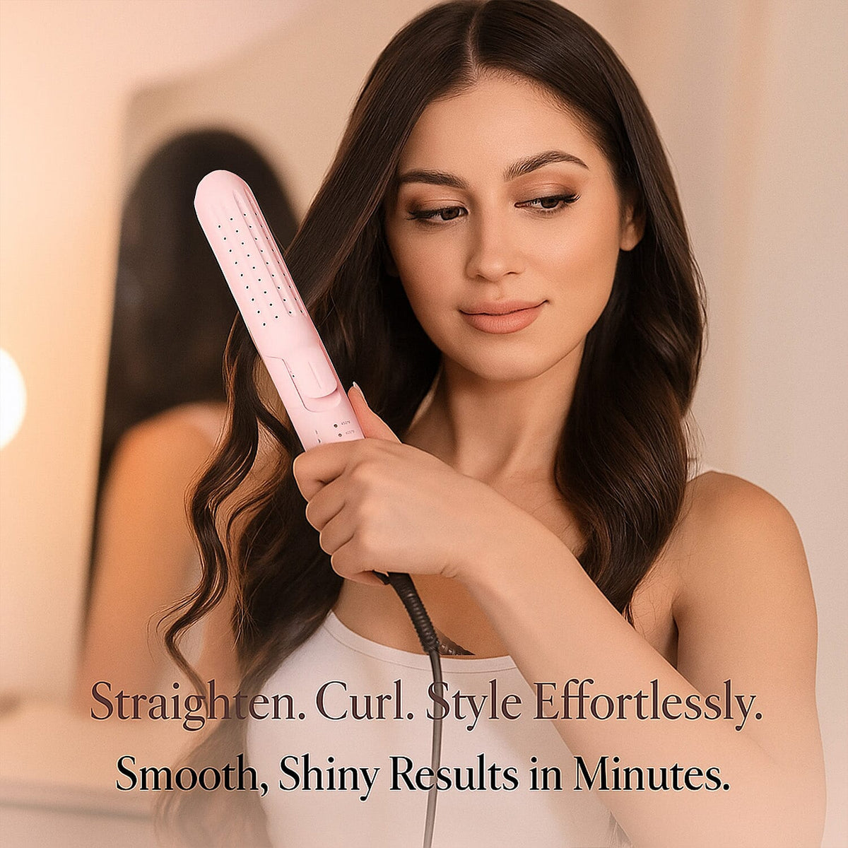 SOLEIL Air Glider Curls &amp; Straightens - Baby Pinkwith Lifetime Warranty 8240473 3