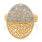 Two Tone Oval Lines Ring in Rhodium Overlay & Yellow Gold Plated Sterling Silver_8240547