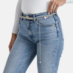 Fiber Belt with Rhinestones (120 cm) - Gold & White_8240857_2