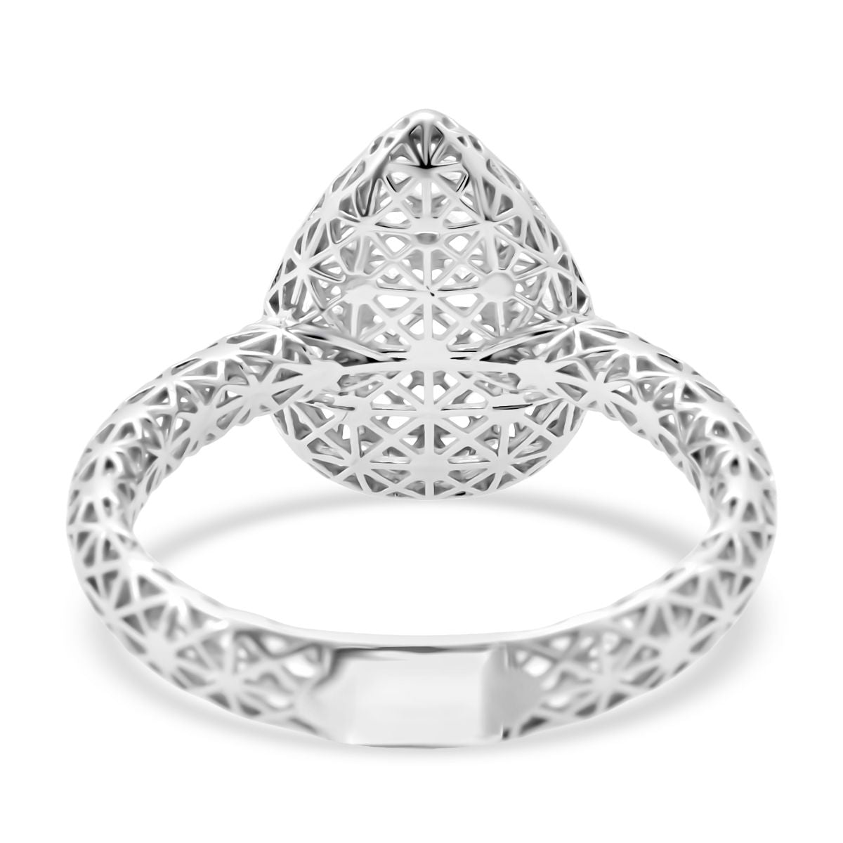 Treasure of Siam - Rhodium Overlay Sterling Silver Openwork Teardrop Ring 8240942 4