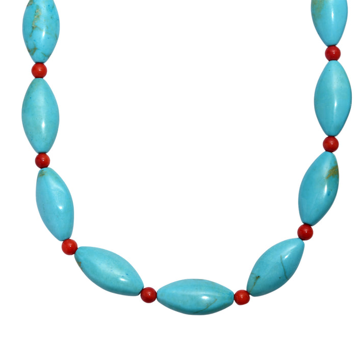 EverTrue - Blue Magnesite &amp; Coral Necklace (Size - 18+2 Ext) 375.00 Ct. 8241877 1