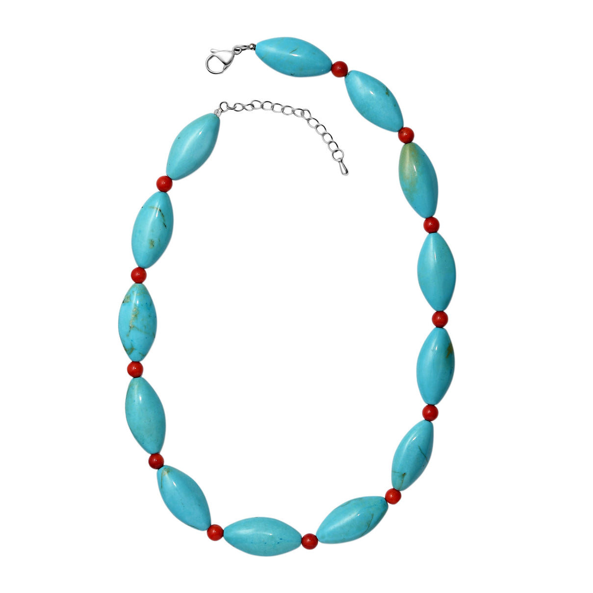 EverTrue - Blue Magnesite &amp; Coral Necklace (Size - 18+2 Ext) 375.00 Ct. V32513117 4