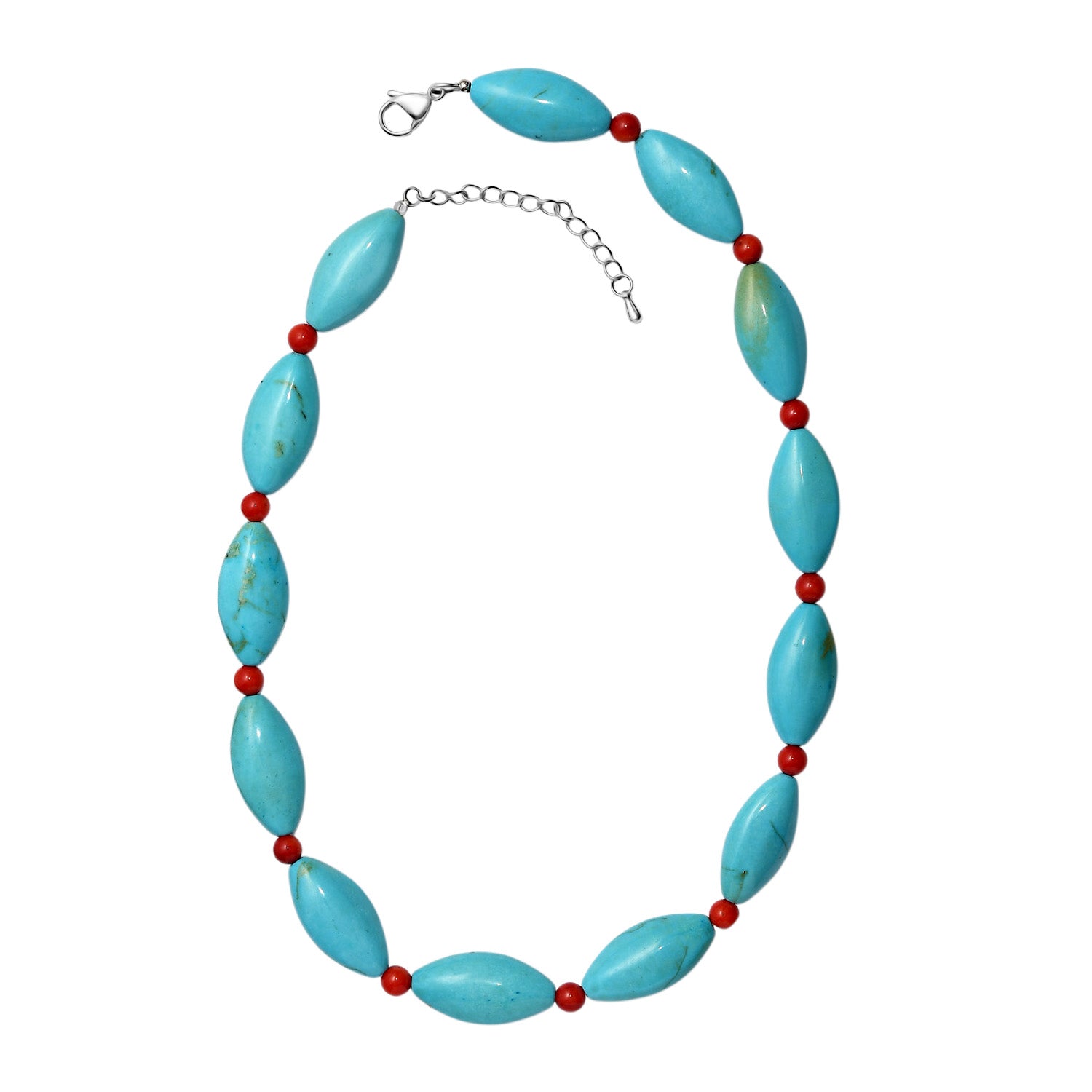 EverTrue - Blue Magnesite &amp; Coral Necklace (Size - 18+2 Ext) 375.00 Ct. V32513117 4