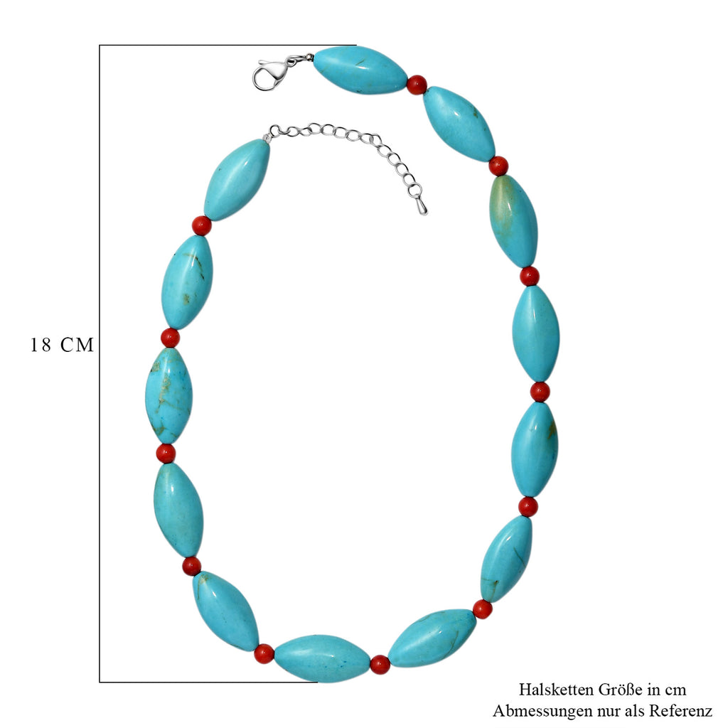 EverTrue - Blue Magnesite & Coral Necklace (Size - 18+2 Ext) 375.00 Ct._8241877_5