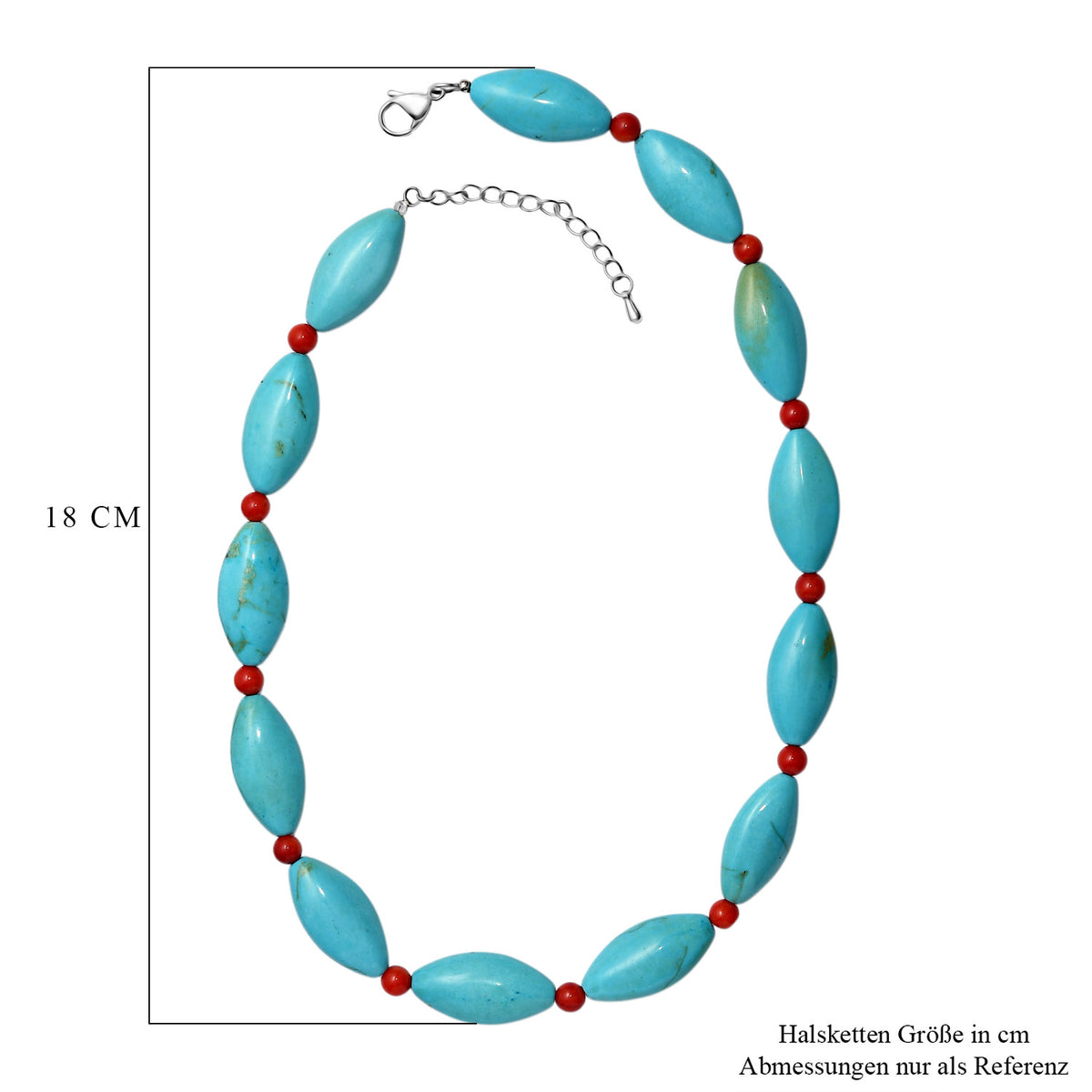 EverTrue - Blue Magnesite &amp; Coral Necklace (Size - 18+2 Ext) 375.00 Ct. V32513117 6