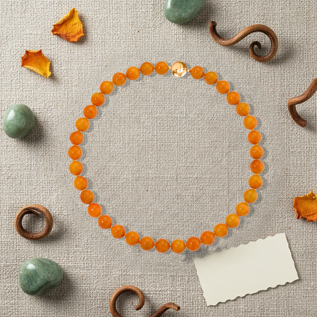 Honey Jade Beads Necklace (Size 20) with Magnetic Clasp in Yellow Gold Plated Sterling Silver 720.00 Ct._8242213_2