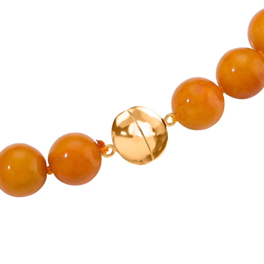 Honey Jade Beads Necklace (Size 20) with Magnetic Clasp in Yellow Gold Plated Sterling Silver 720.00 Ct._8242213_4