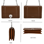 Set of 2 Structured Panel Bag with Silver Chain Strap & Matching Card Slot Purse - Brown_8242677_5