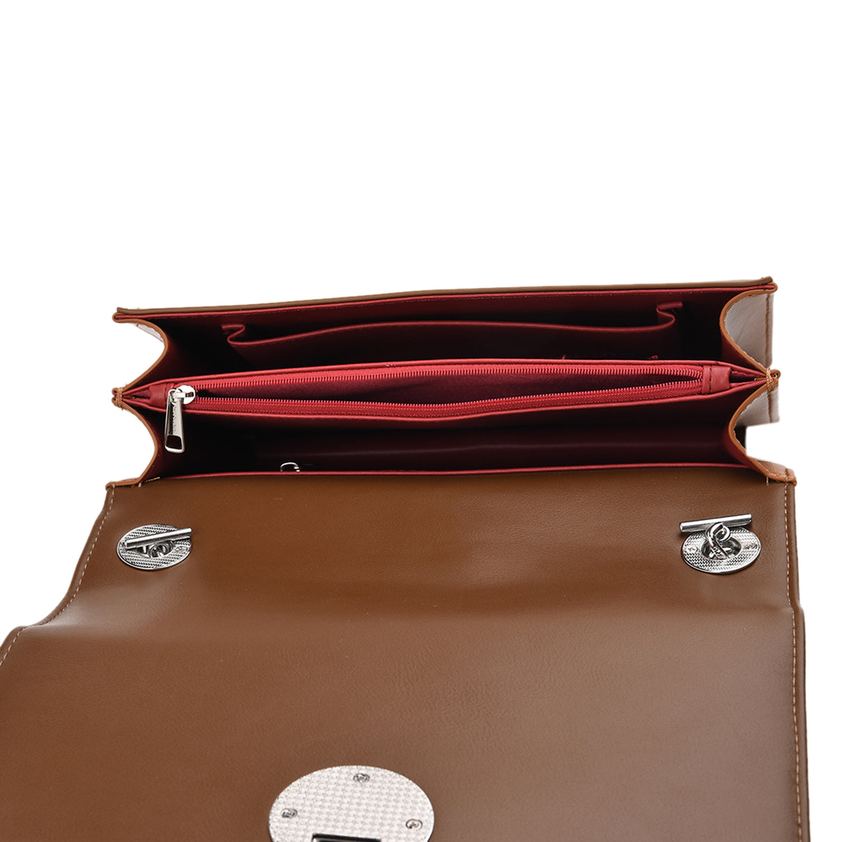 Set of 2 Structured Panel Bag with Silver Chain Strap &amp; Matching Card Slot Purse - Brown V32516374 6