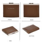 Set of 2 Structured Panel Bag with Silver Chain Strap & Matching Card Slot Purse - Brown_8242677_8