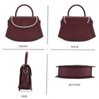 Set of 2 Pearl-Trim Crossbody Satchel Bag with Matching Card Slot Wallet - Dark Wine_8242692_5