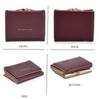 Set of 2 Pearl-Trim Crossbody Satchel Bag with Matching Card Slot Wallet - Dark Wine_8242692_8