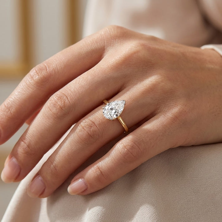 LUXURIANT 2 Ct. Lab Grown Diamond Pear Cut Solitaire Ring in 14K Yellow Gold SGL Certified (VS-EF) 8242863 2