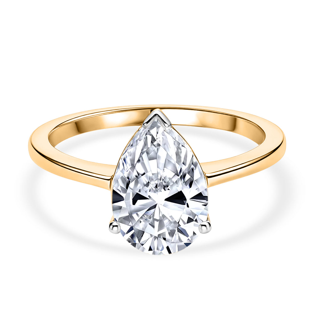 Luxuriant - 14K Yellow Gold SGL Certified Lab Grown Diamond (VS/E-F) Pear Cut Solitaire Ring 2.00 Ct._8242865