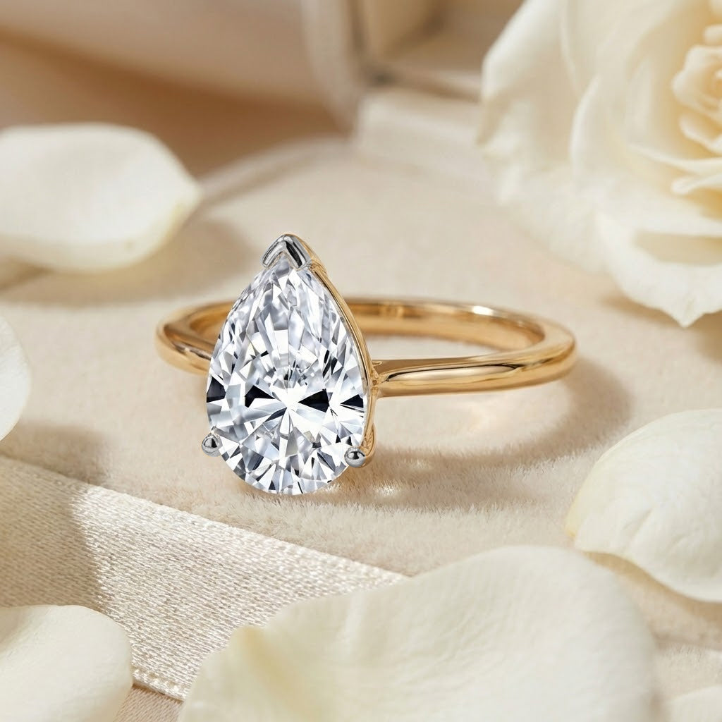 Luxuriant - 14K Yellow Gold SGL Certified Lab Grown Diamond (VS/E-F) Pear Cut Solitaire Ring 2.00 Ct._8242865_3