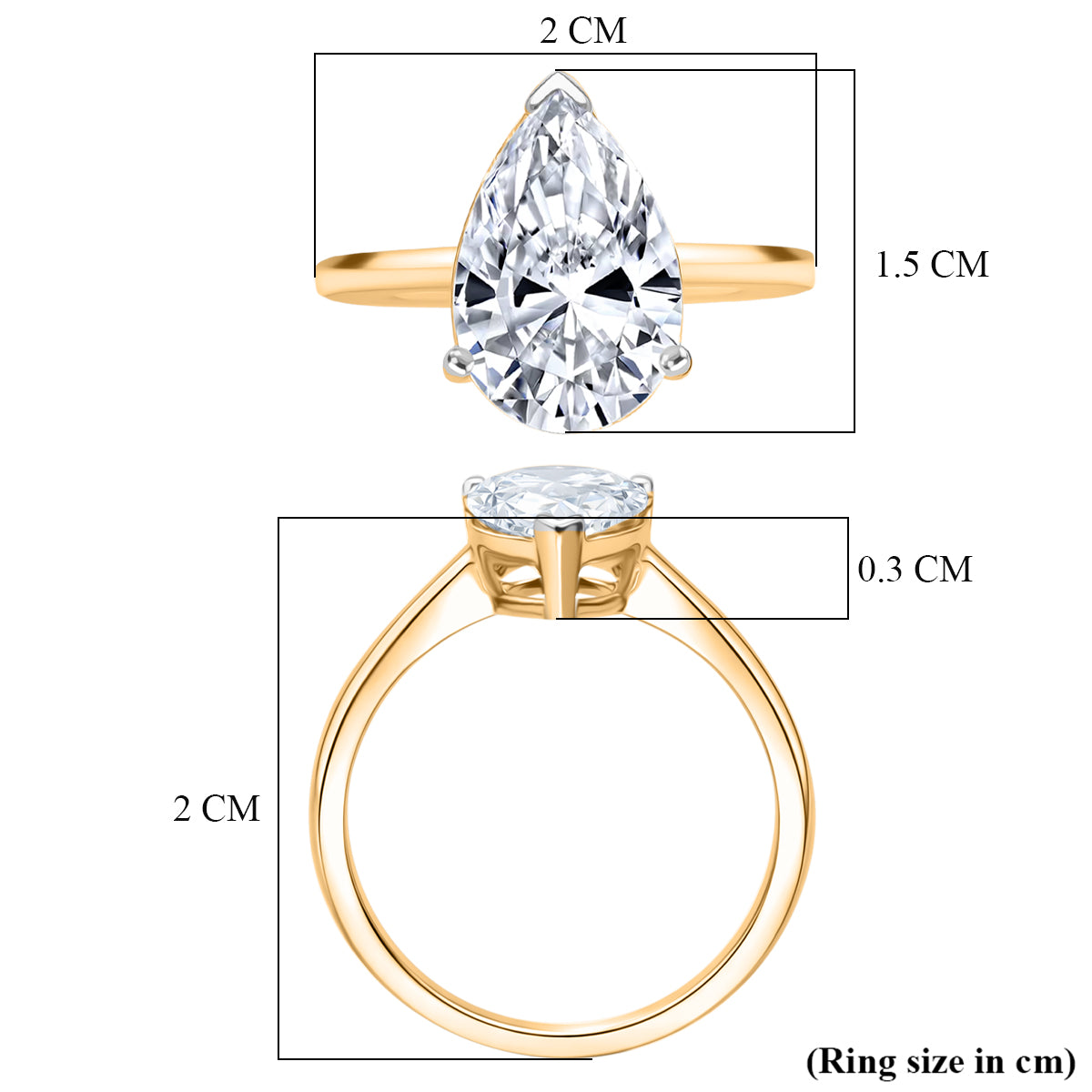 LUXURIANT 2 Ct. Lab Grown Diamond Pear Cut Solitaire Ring in 14K Yellow Gold SGL Certified (VS-EF) V32565692 5