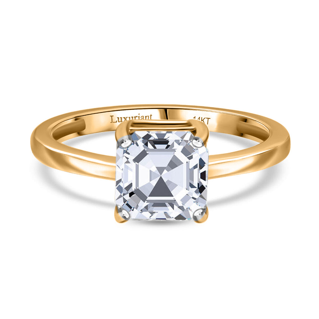 Luxuriant 14K Yellow Gold SGL Certified Lab Grown Diamond (VS/EF) Asscher Cut Ring 2.00 Ct._8242879