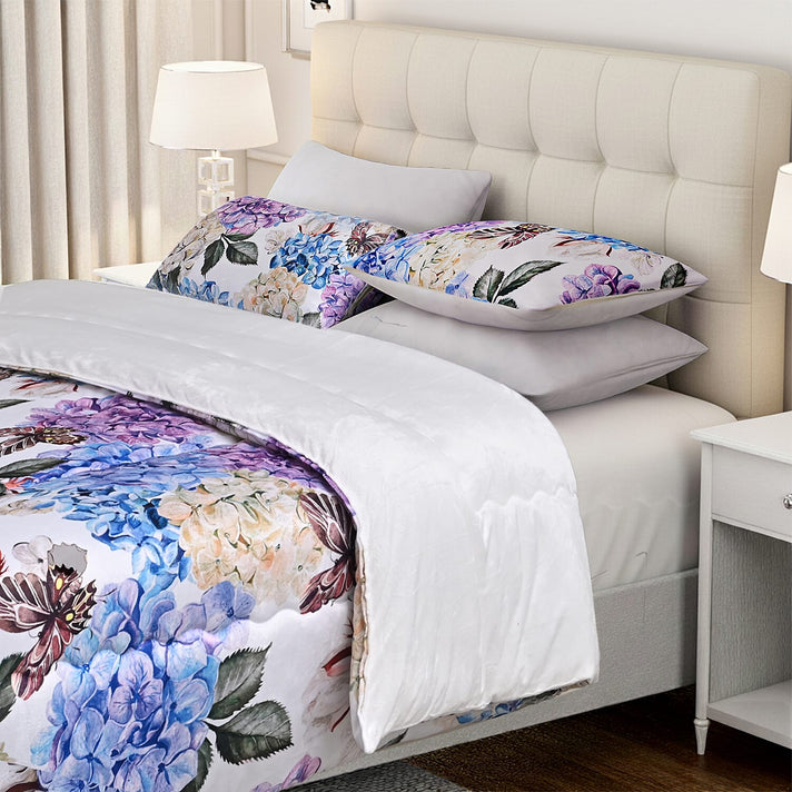 LIVMORE 3-Piece Digital Floral Print Duvet Set (Double, 200 x 200 cm) - White &amp; Multicolour 8243283 1