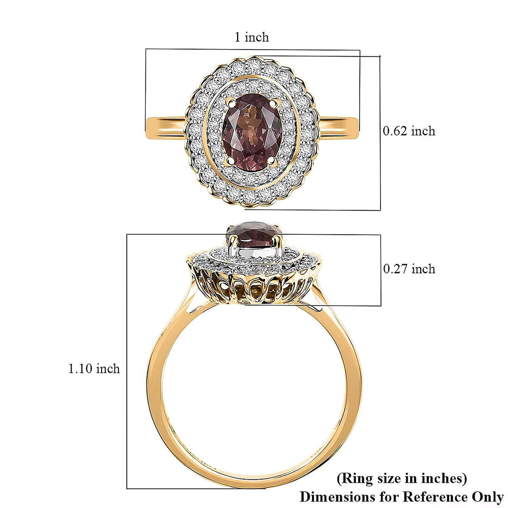 Luxoro 10K Yellow Gold AAA Colour Change Garnet, White Diamond I2 Main Stone With Side Stone Ring, Gold Wt.3.31 Gms  2.110  Ct._8243312_5