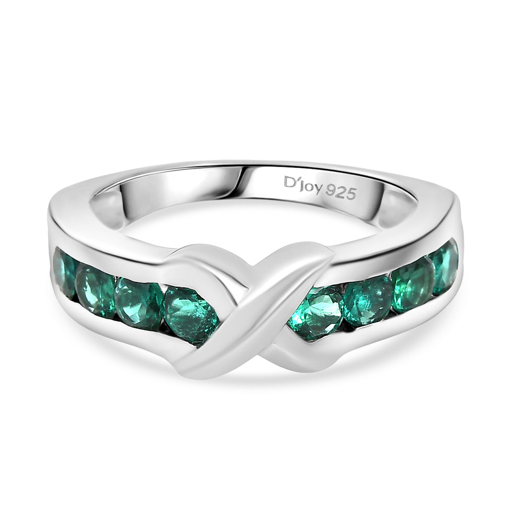 Lab Grown Emerald Ring in Rhodium Overlay Sterling Silver_8243332