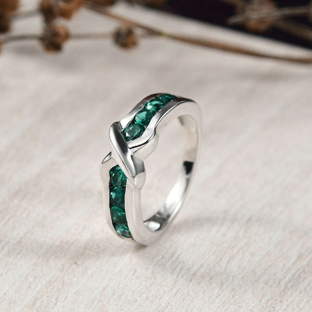 Lab Grown Emerald Ring in Rhodium Overlay Sterling Silver_8243332_1