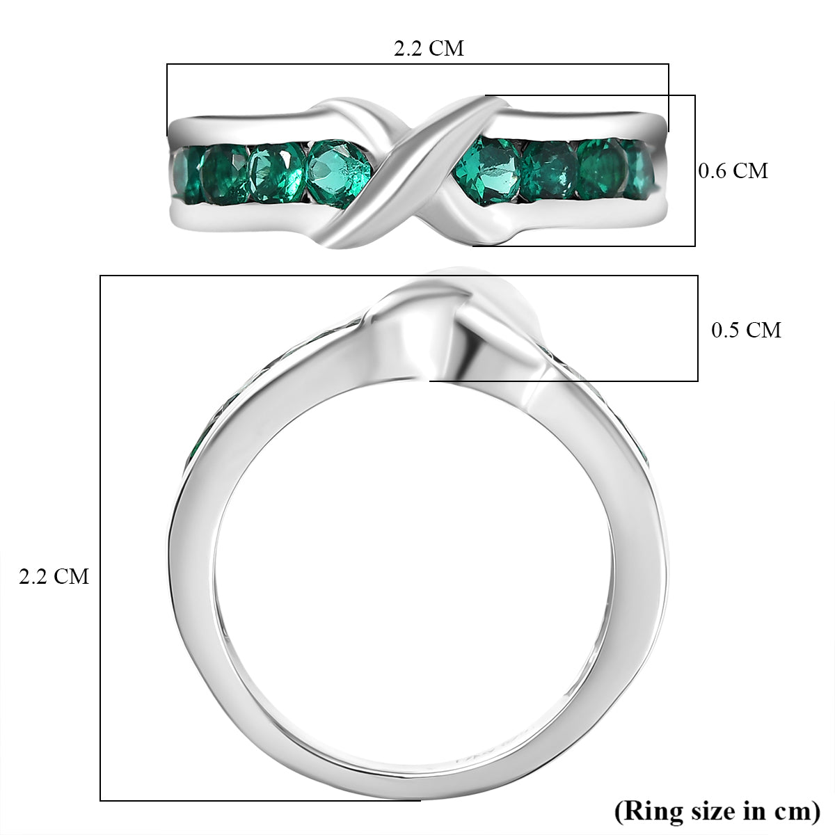D'Joy Lab Grown Emerald Ring in Rhodium Overlay Sterling Silver V32540165 6