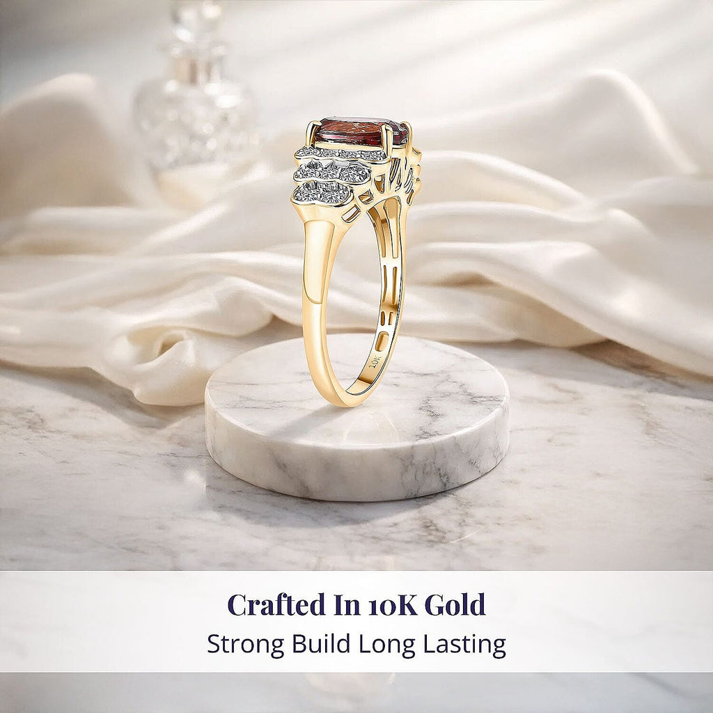 Luxoro 10K Yellow Gold AAA Colour Change Garnet, White Diamond I2 Main Stone With Side Stone Ring, Gold Wt.3.05 Gms  1.590  Ct._8243355_2