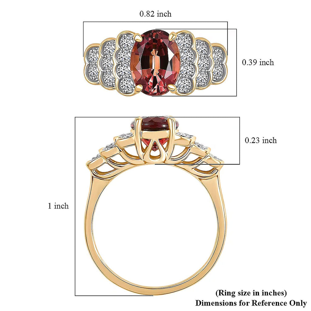 Luxoro 10K Yellow Gold AAA Colour Change Garnet, White Diamond I2 Main Stone With Side Stone Ring, Gold Wt.3.05 Gms  1.590  Ct._8243355_5