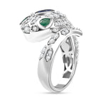 D'Joy Tanzanite, White Zircon & Zambian Emerald Serpentine Ring in Rhodium Overlay Sterling Silver 2.56 Ct._8243915_3